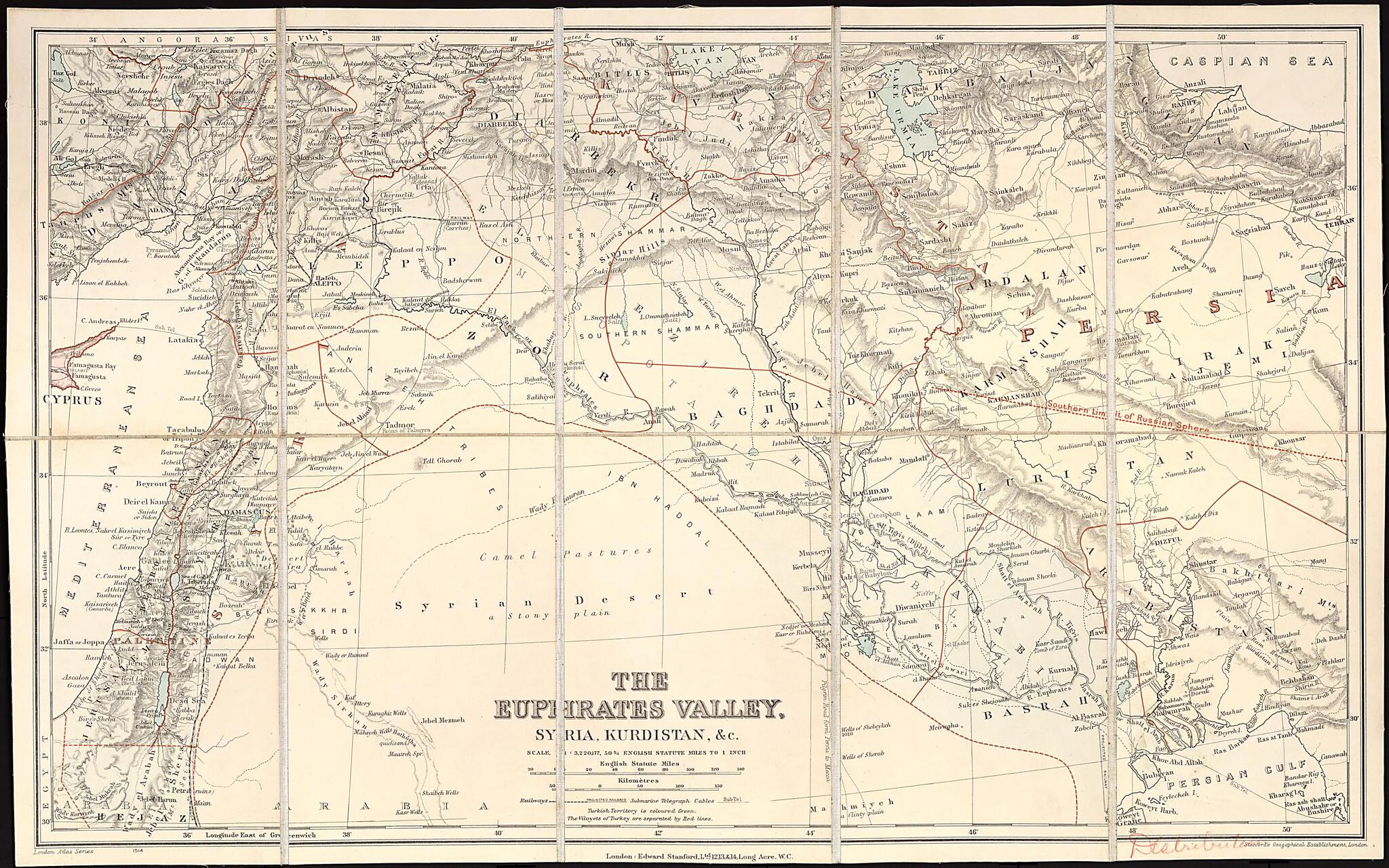 This old map of The Euphrates Valley : Syria, Kurdistan, &amp;c from 1900 was created by  Edward Stanford Ltd in 1900