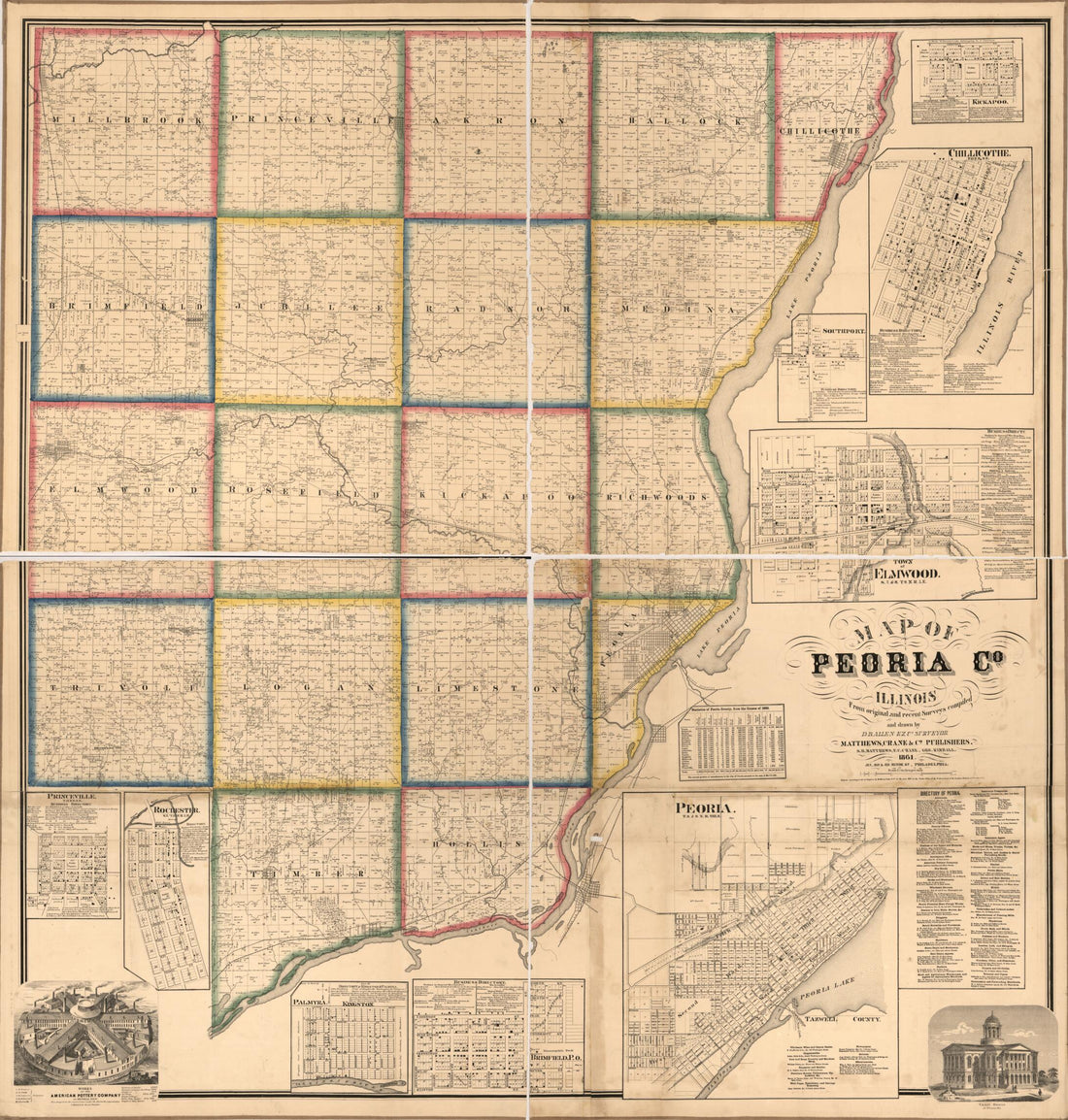 This old map of Map of Peoria Co., Illinois from 1861 was created by Daniel B. Allen in 1861