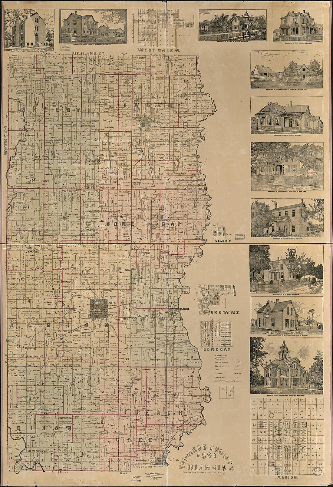 This old map of Edwards County, Illinois from 1891 was created by  August Gast &amp; Co in 1891