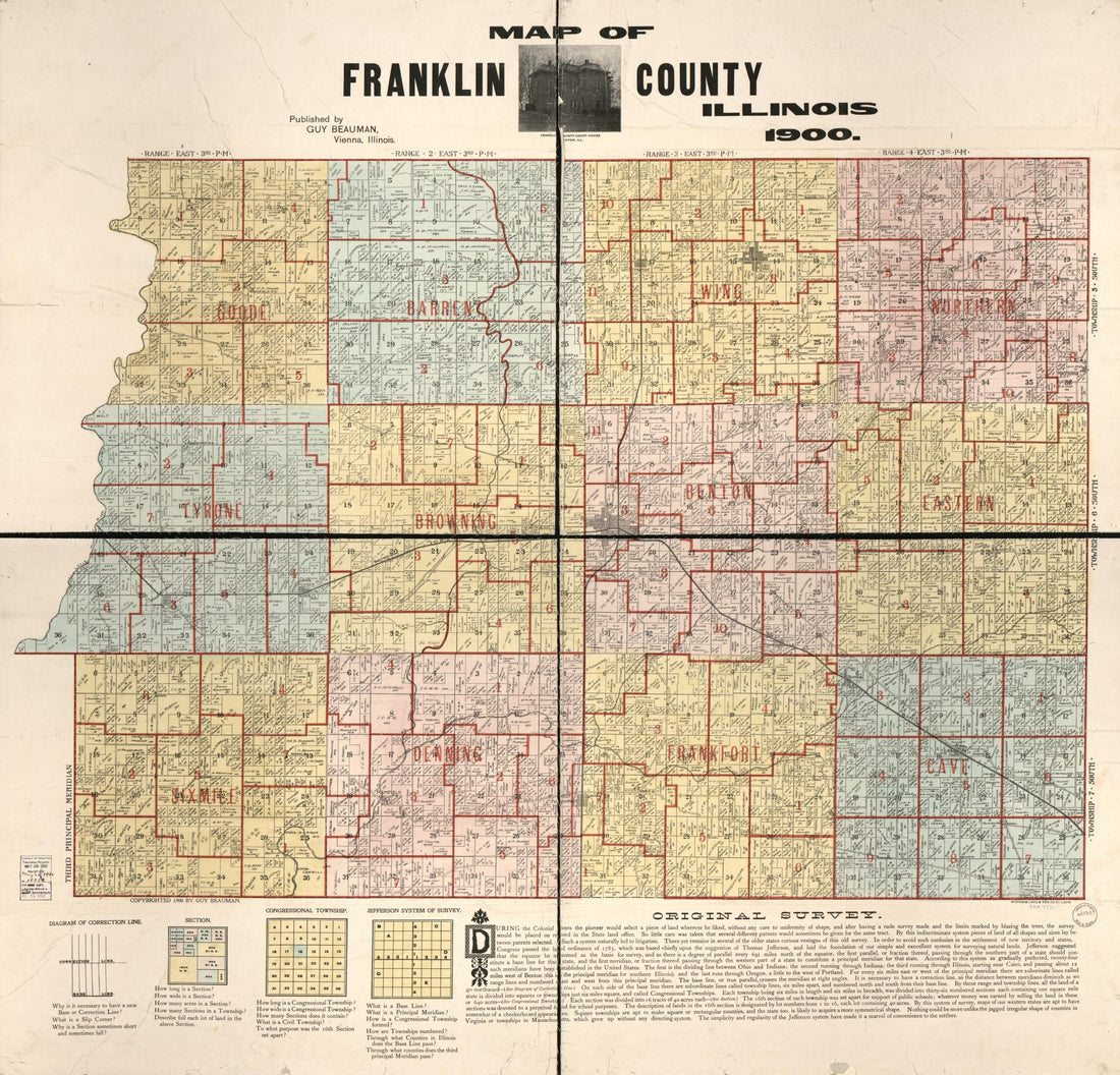 This old map of Map of Franklin County, Illinois from 1900 was created by Guy Beauman, Edward Mendel in 1900