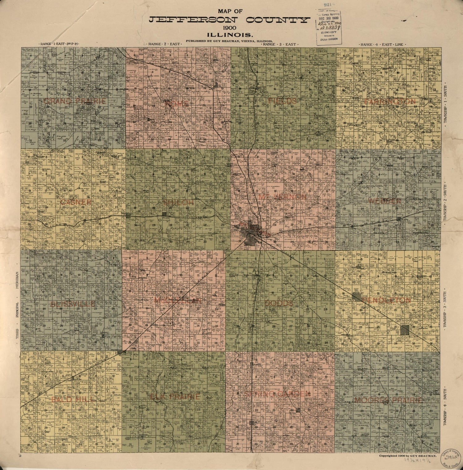 This old map of Map of Jefferson County, Illinois from 1900 was created by Guy Beauman in 1900