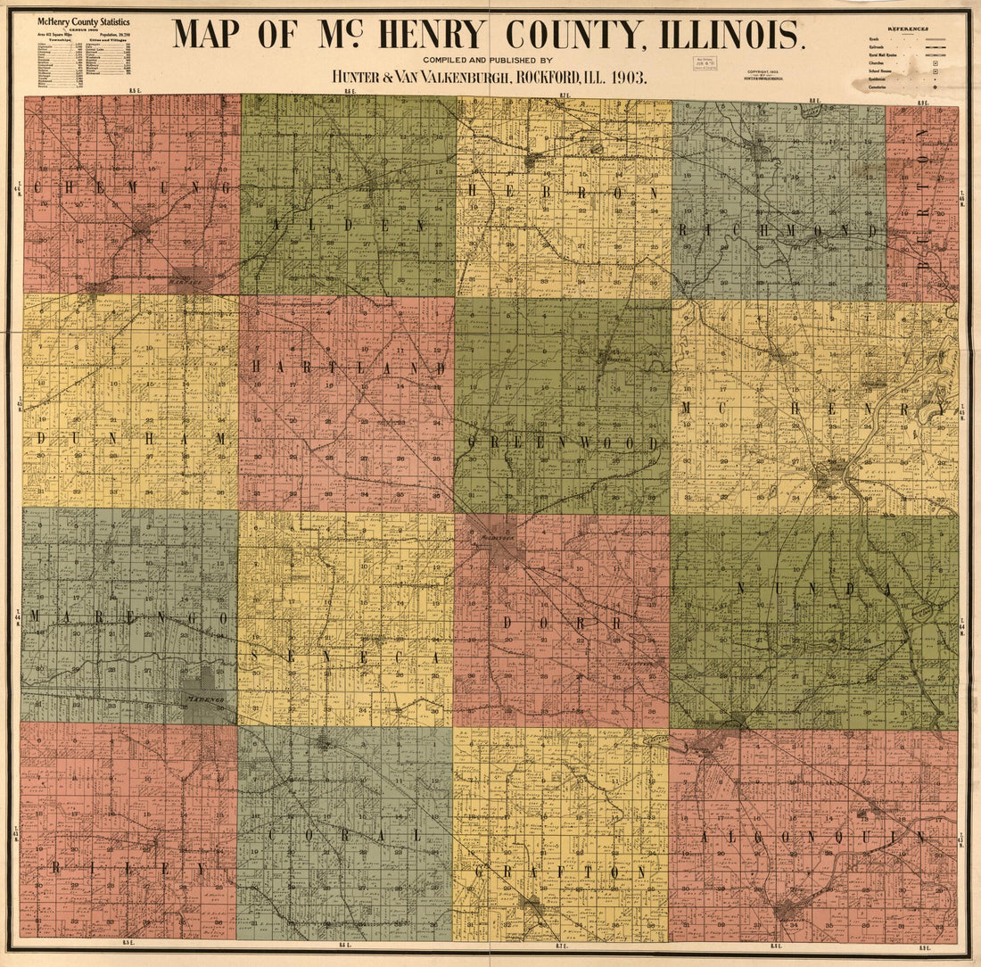 This old map of Map of McHenry County, Illinois from 1903 was created by  Hunter &amp; Van Valkenburgh in 1903