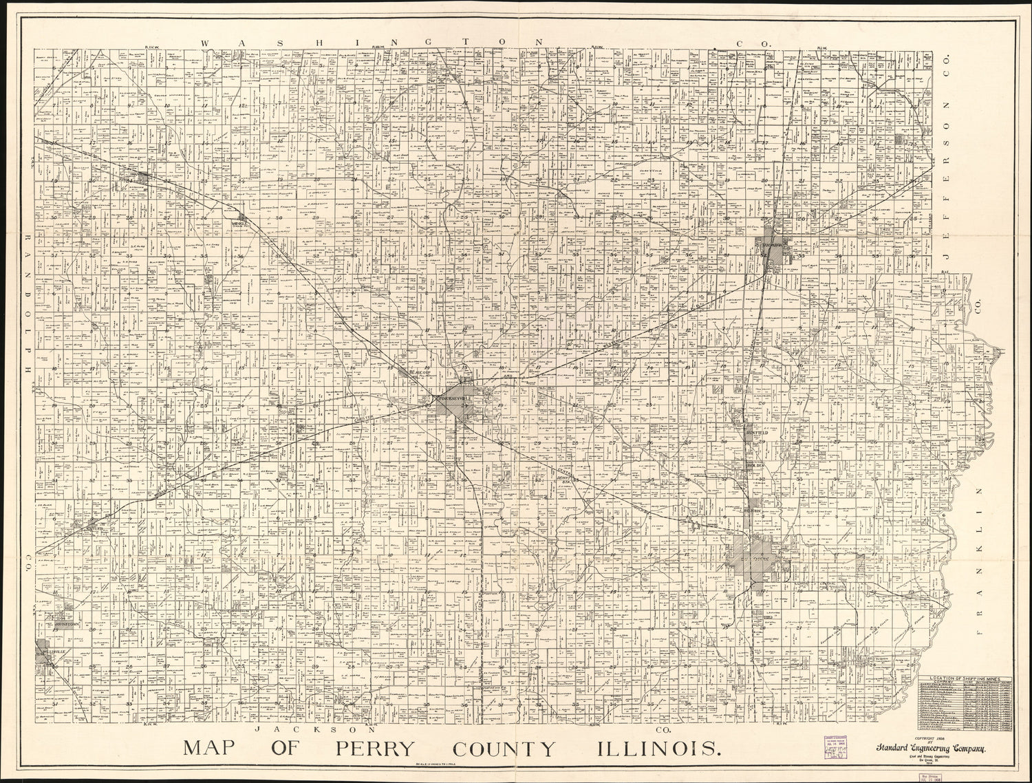 This old map of Map of Perry County, Illinois from 1908 was created by  in 1908