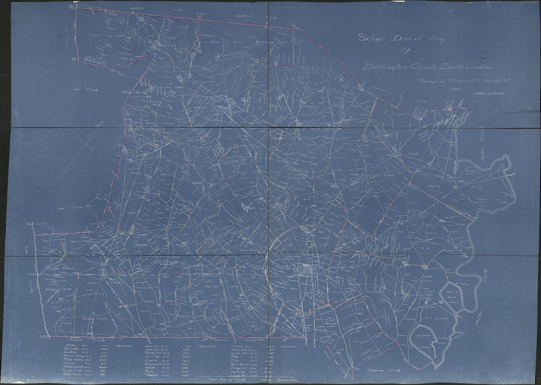 This old map of School District Map of Darlington County, South Carolina from 1914 was created by T. E. Wilson in 1914