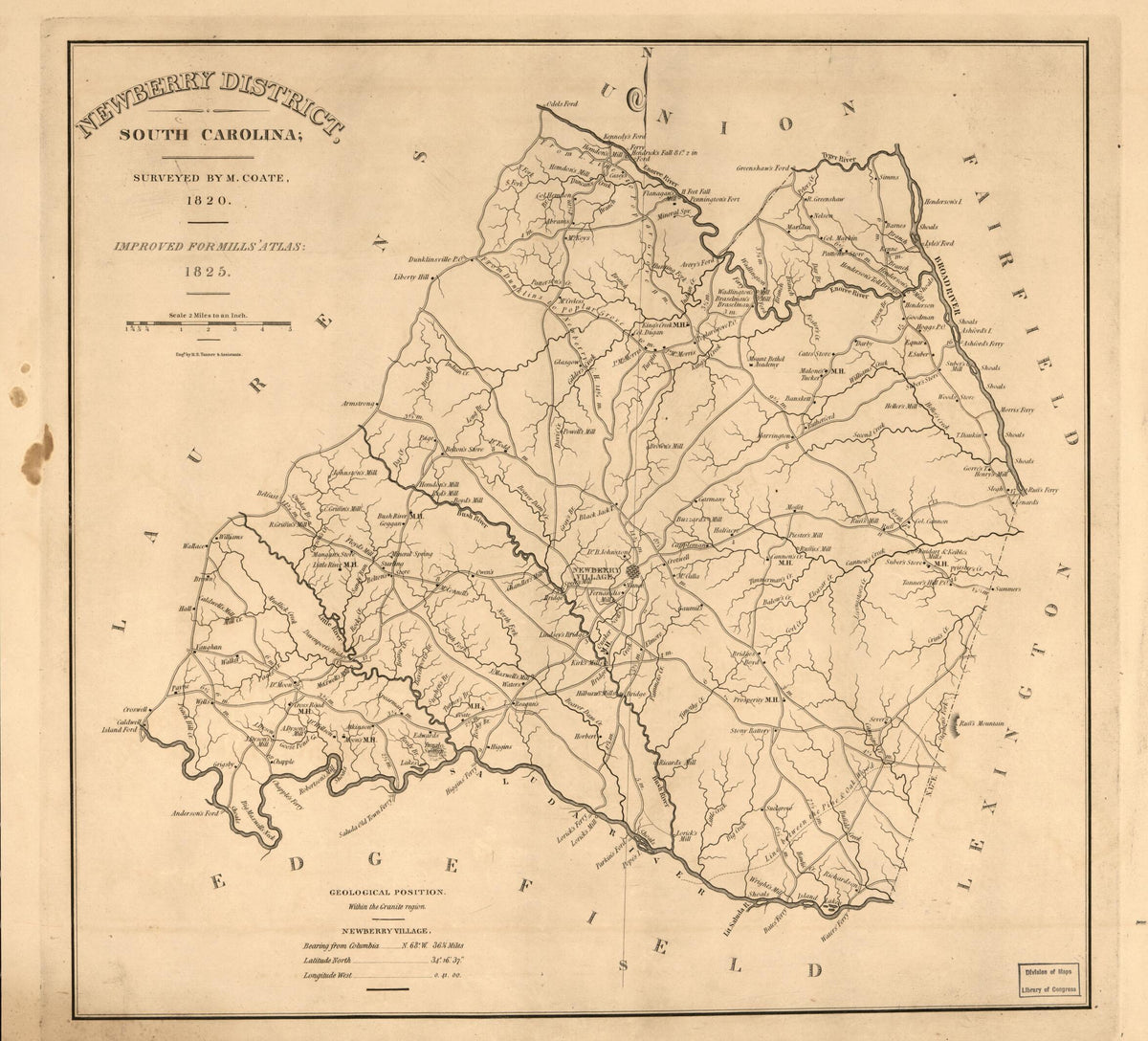 Newberry District, South Carolina 1820 by Relic Map Company