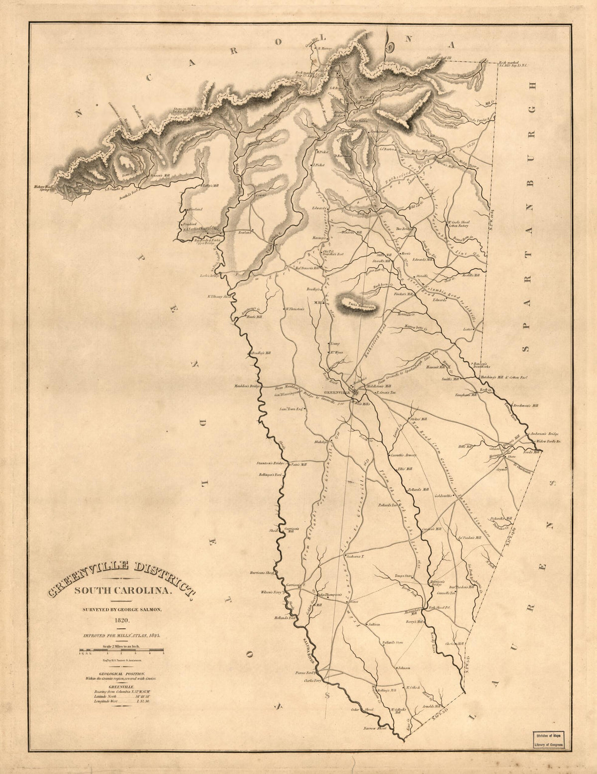 Greenville District, South Carolina 1825 by Relic Map Company