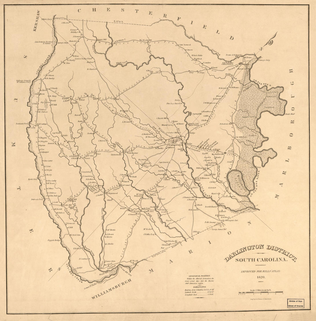 This old map of Darlington District, South Carolina : ; Engd by H. S. Tanner &amp; Assistants from 1825 was created by Henry Gray, Robert Mills, Henry Schenck Tanner in 1825