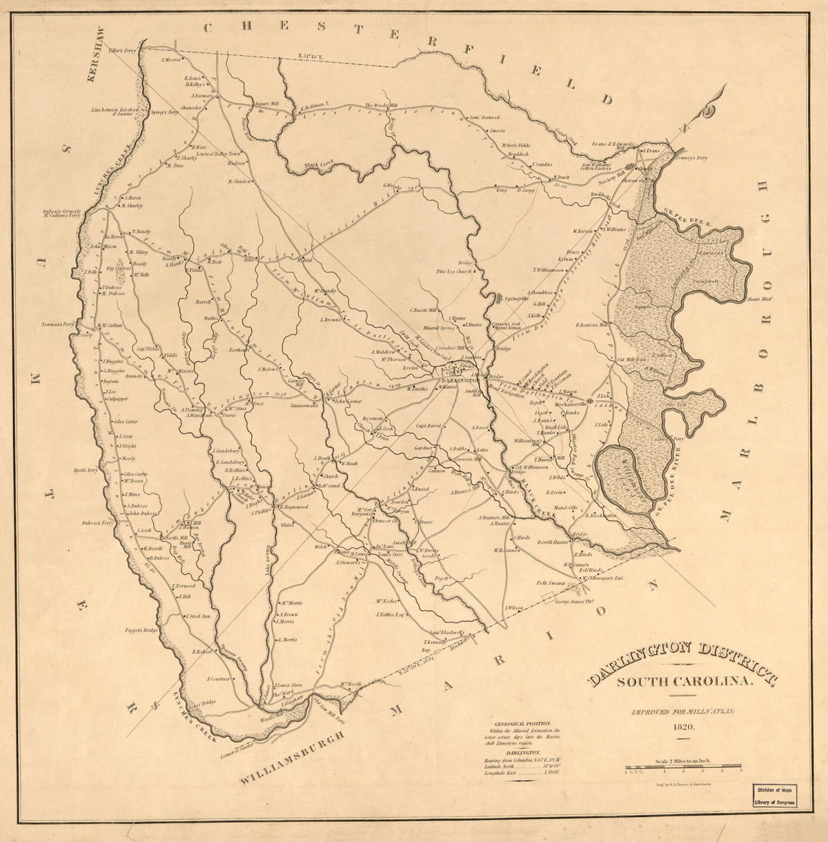 Darlington District, South Carolina : ; Engd by H. S. Tanner &amp; Assistants 1825 by Relic Map Company