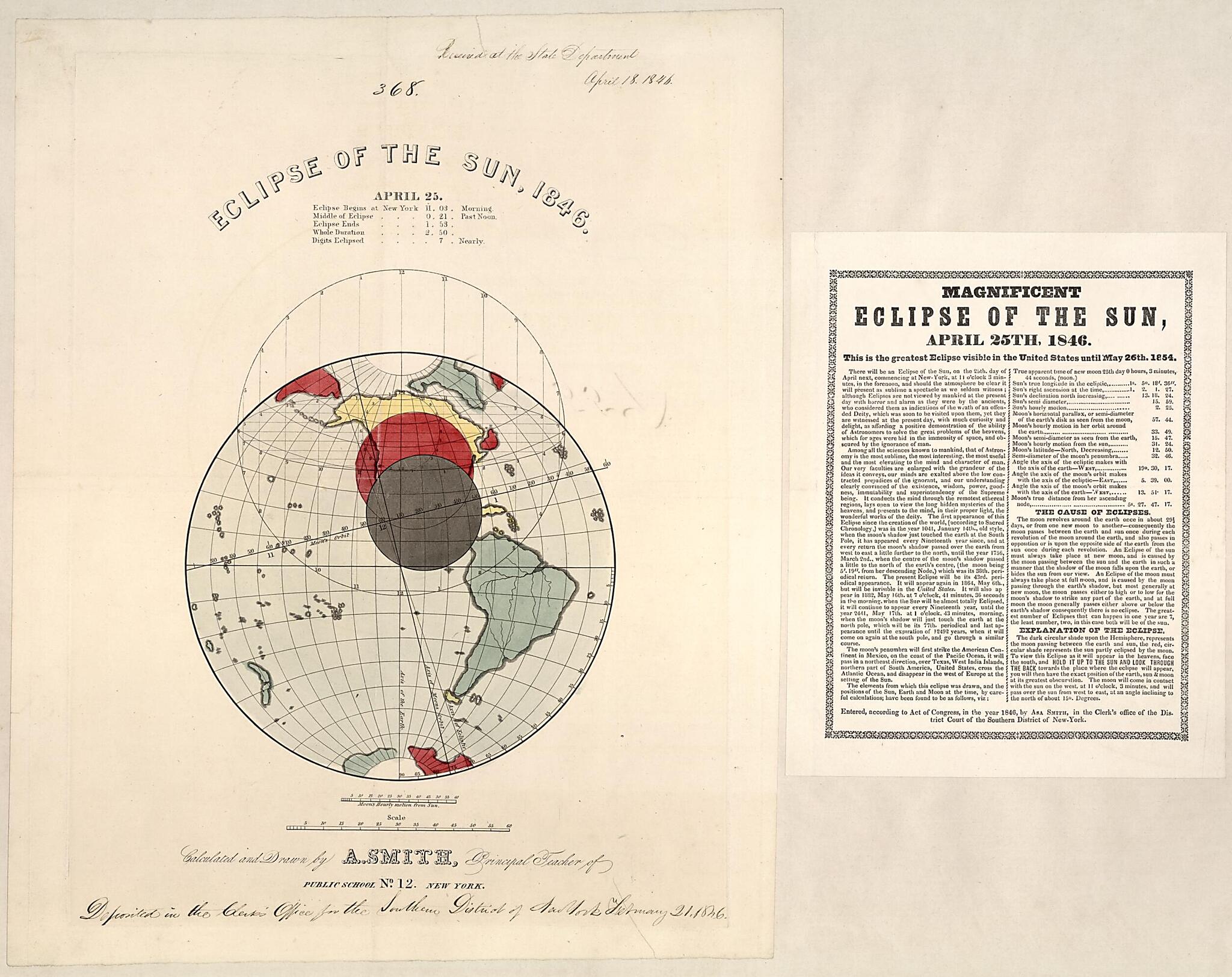 Eclipse of the Sun, 1846 : April 25 (Magnificent Eclipse of the Sun, April 25th, 1846 : This Is the Greatest Eclispe Visible to the United States Until May 26th, 1854) by Relic Map Company
