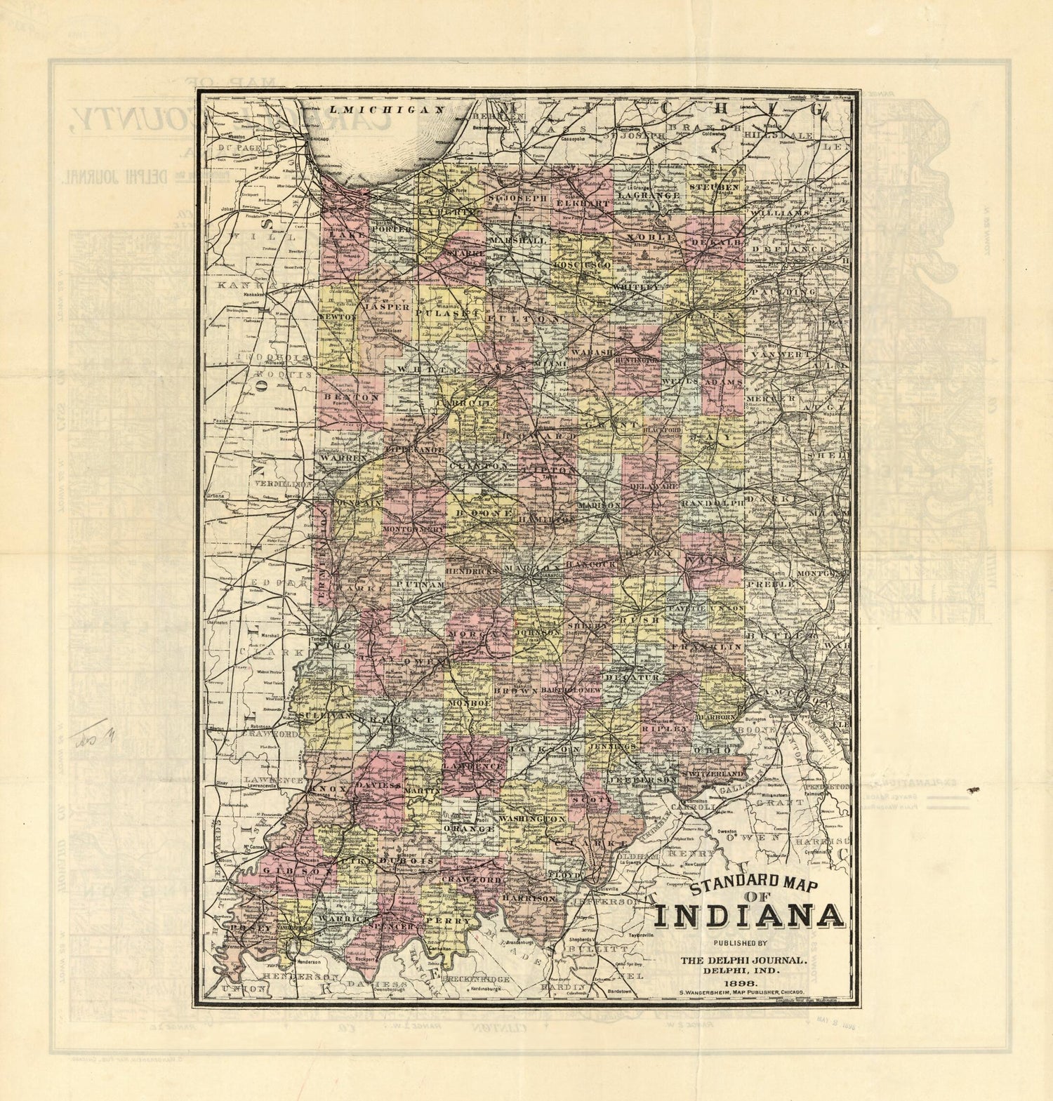This old map of Map of Carroll County, Indiana from 1898 was created by  Landis &amp; Ricketts in 1898
