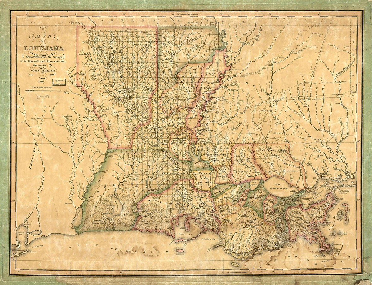 Map of Louisiana 1820 by Relic Map Company