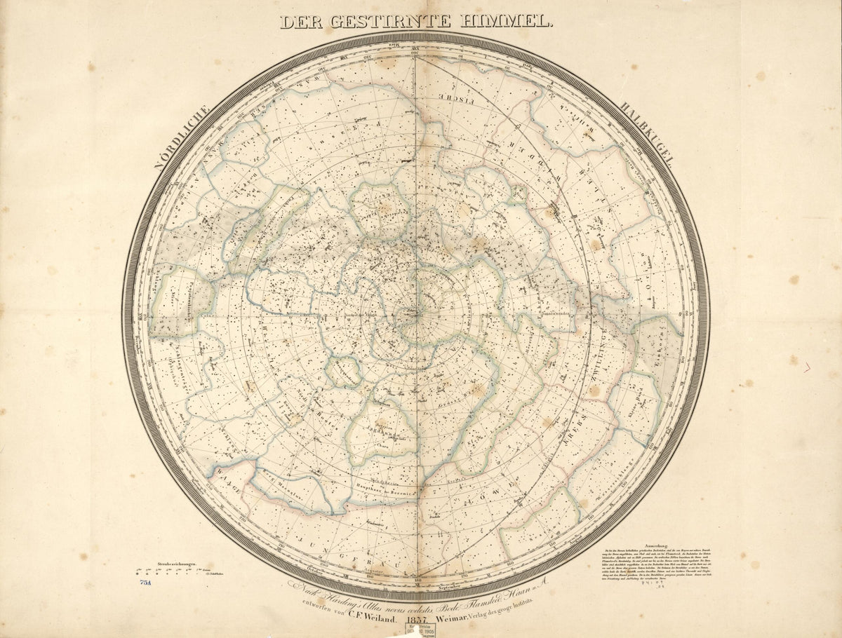 Der Gestirnte Himmel : Nördliche Halbkugel (Nördliche Halbkugel) 1837 by Relic Map Company