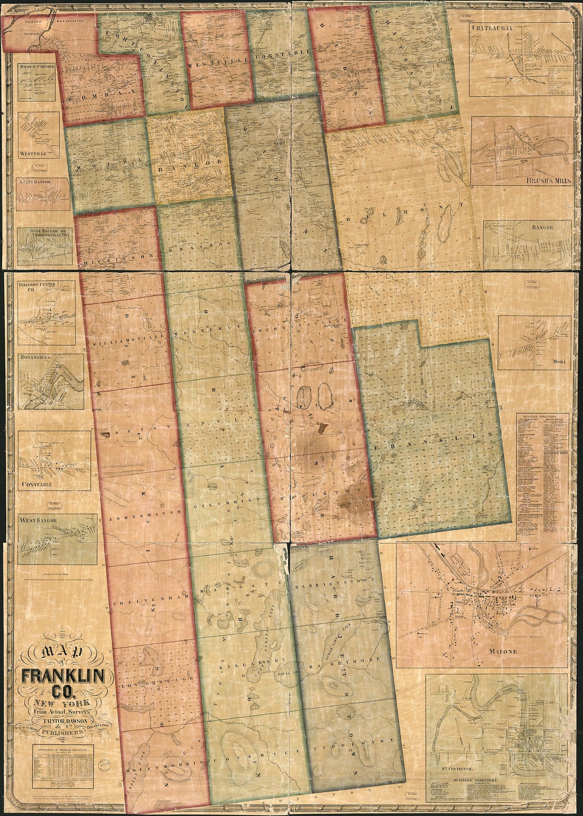 Map of Franklin County, New York : from Actual Surveys 1858 by Relic Map Company