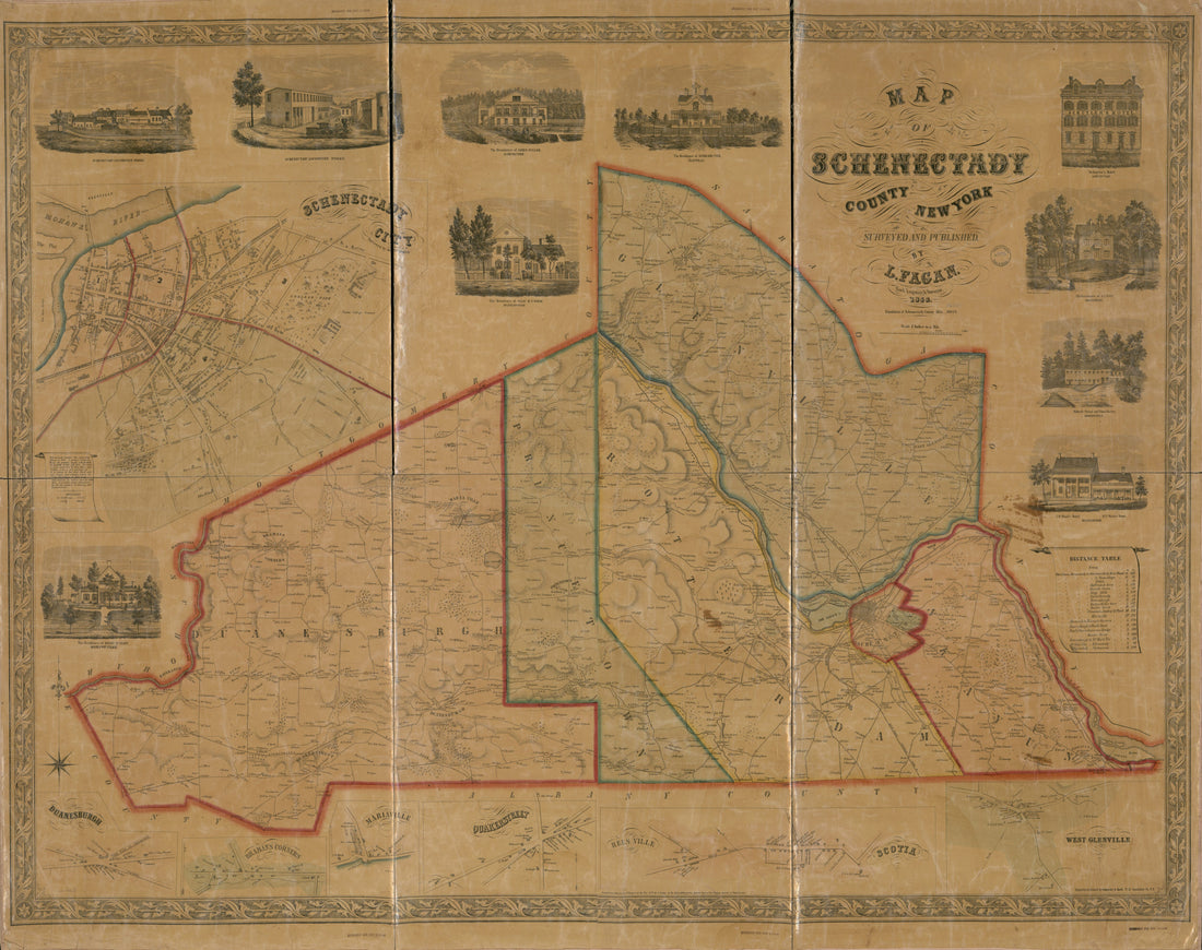 This old map of Map of Schenectady County, New York from 1856 was created by  Dumcke & Keil, L. Fagan, Henry Ramsay in 1856