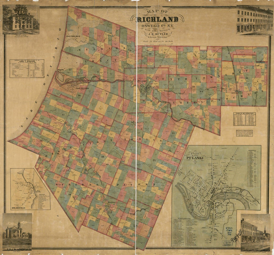 This old map of Map of Richland, Oswego Co. New York : from Actual Surveys from 1861 was created by J. B. Butler, Ebenezer French in 1861
