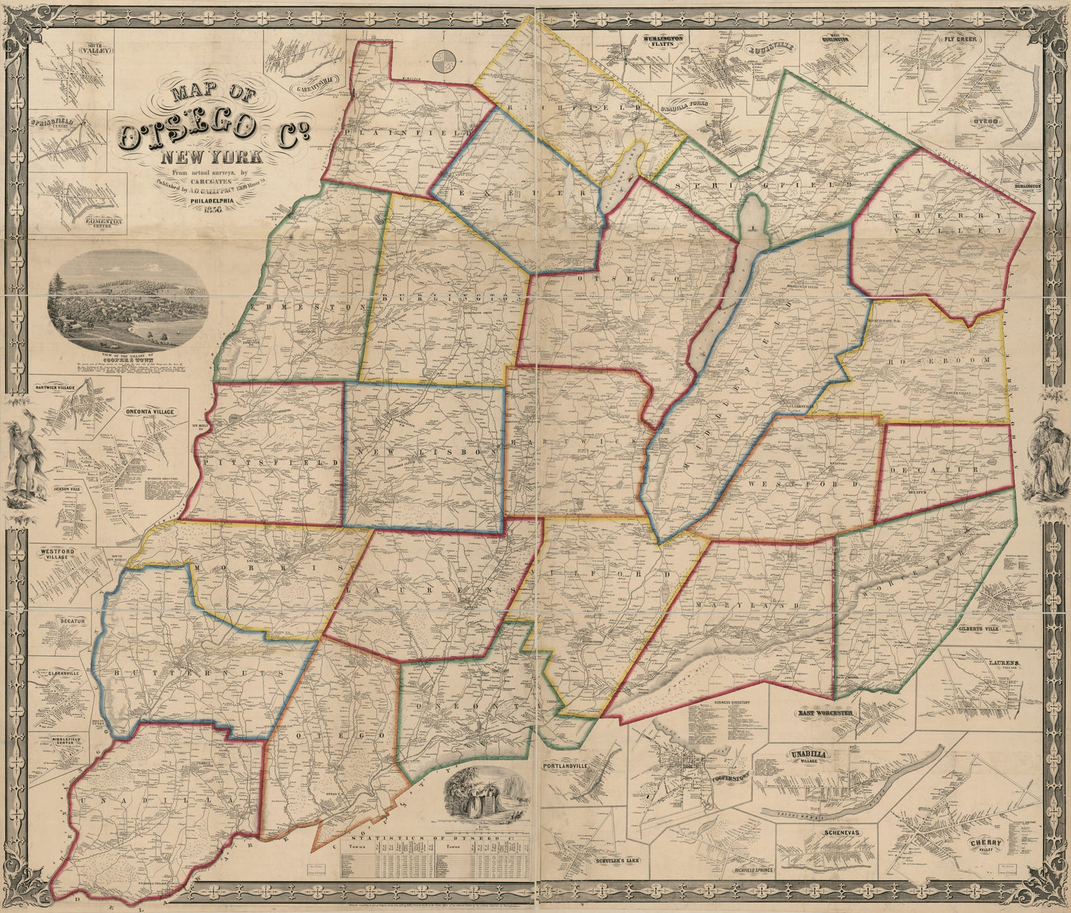 This old map of Map of Otsego Co. New York : from Actual Surveys from 1856 was created by  A.O. Gallup &amp; Co, B. C. Gates, C. Gates, Robert Pearsall Smith in 1856