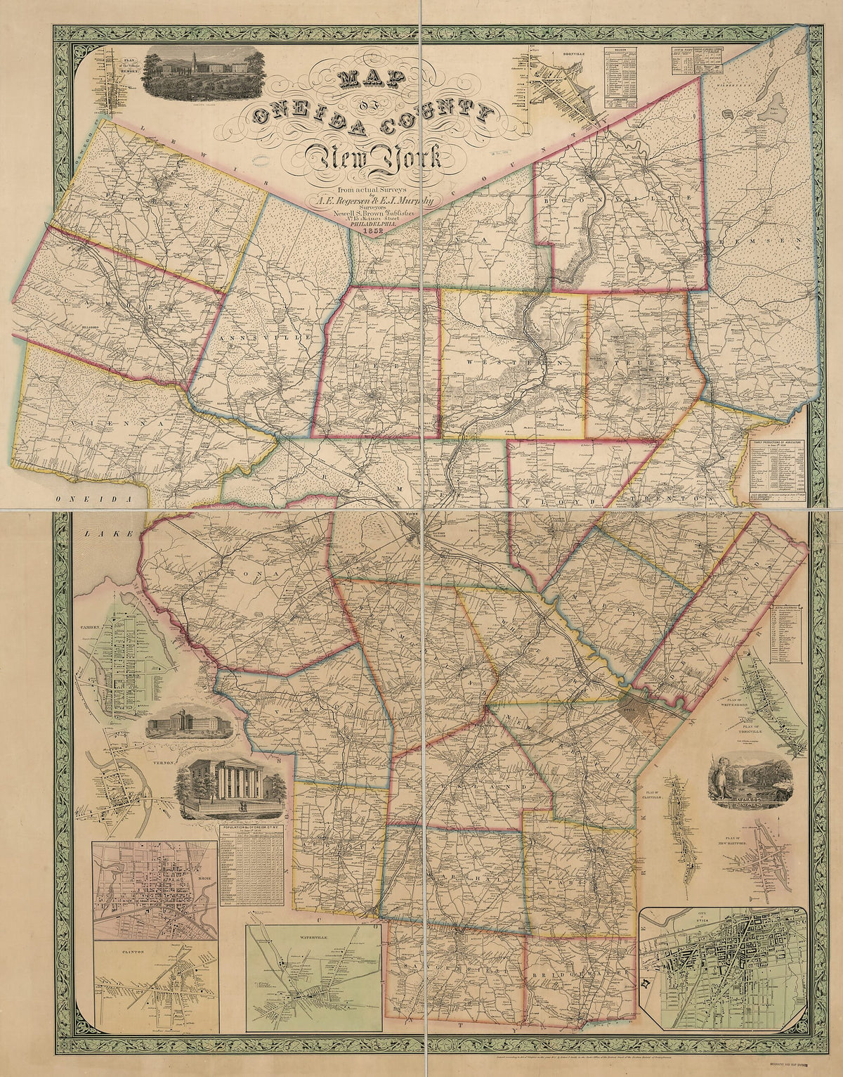 Utica Rome Map Old Map of New York, New York (State), Oneida County, Rome, Utica [1852 ...