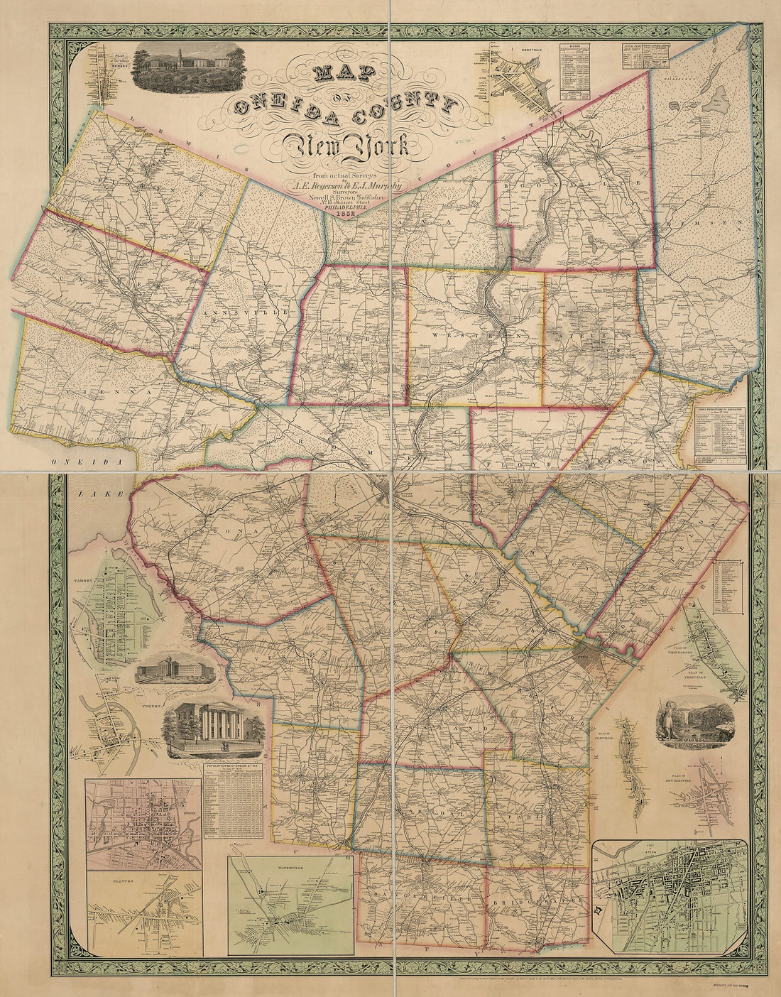 This old map of Map of Oneida County, New York : from Actual Surveys from 1852 was created by E. J. Murphy, A. E. (Andrew E.) Rogerson, Robert Pearsall Smith in 1852
