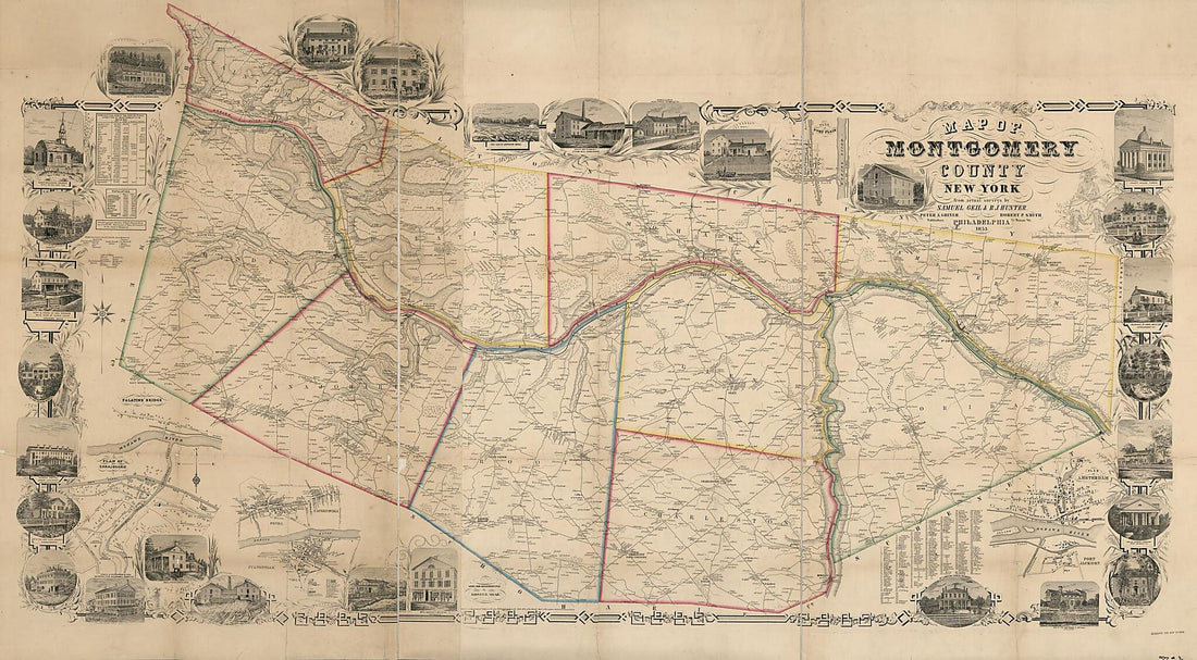 This old map of Map of Montgomery County, New York : from Actual Surveys from 1853 was created by Samuel Geil, Peter A. Griner, B. J. Hunter, Robert Pearsall Smith in 1853
