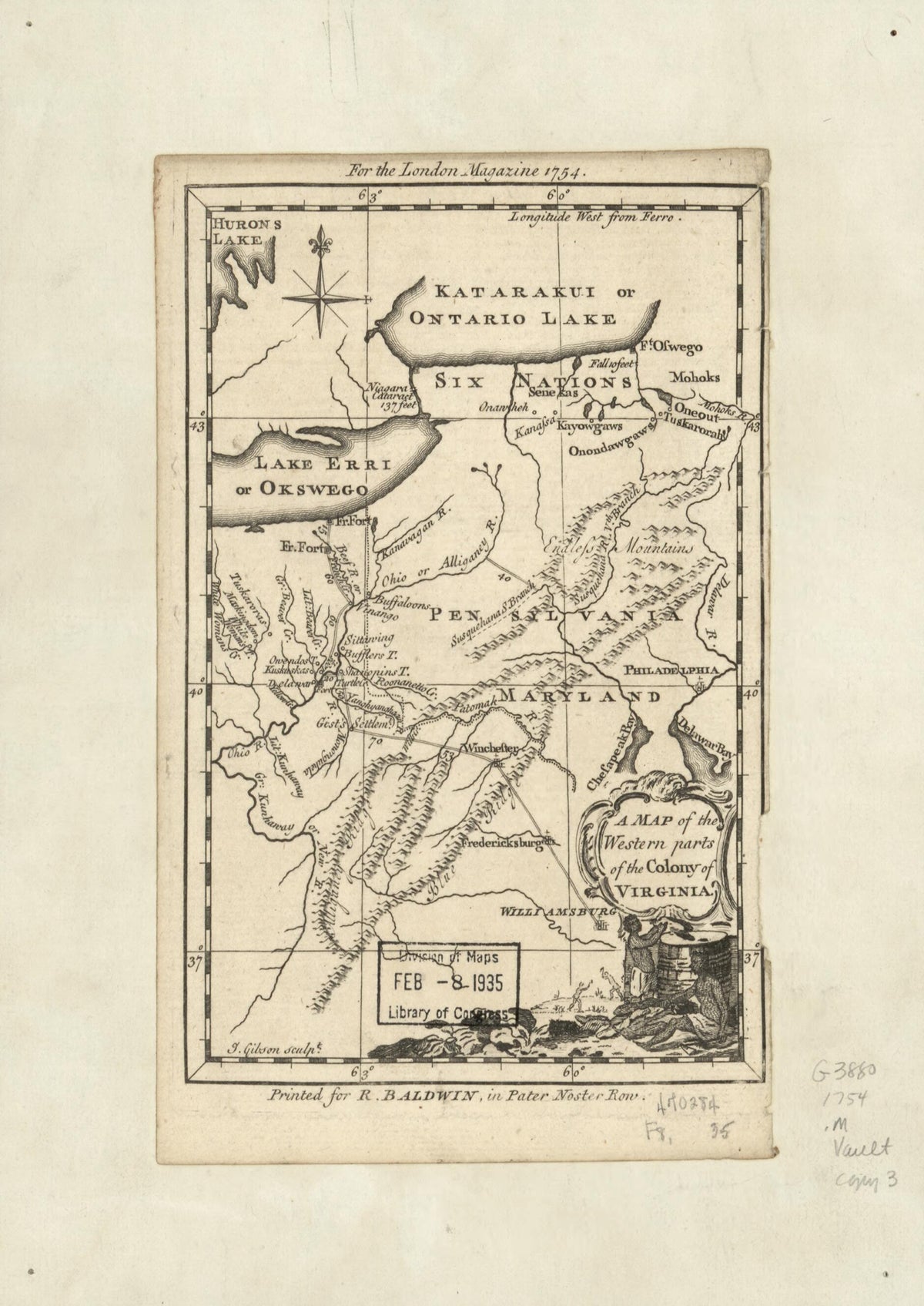 A Map of the Western Parts of the Colony of Virginia 1754 by Relic Map Company