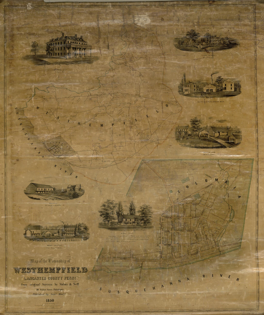 This old map of Map of the Township of West Hempfield, Lancaster County Penn&