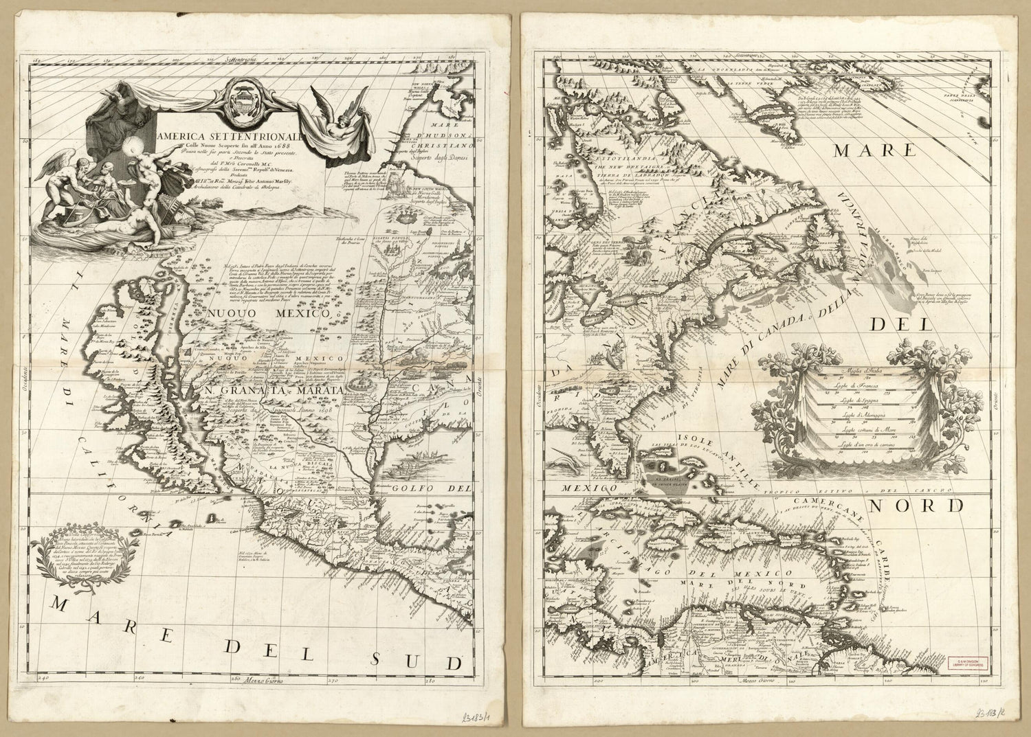 This old map of America Settentrionale Colle Nuoue Scoperte Fin Al&