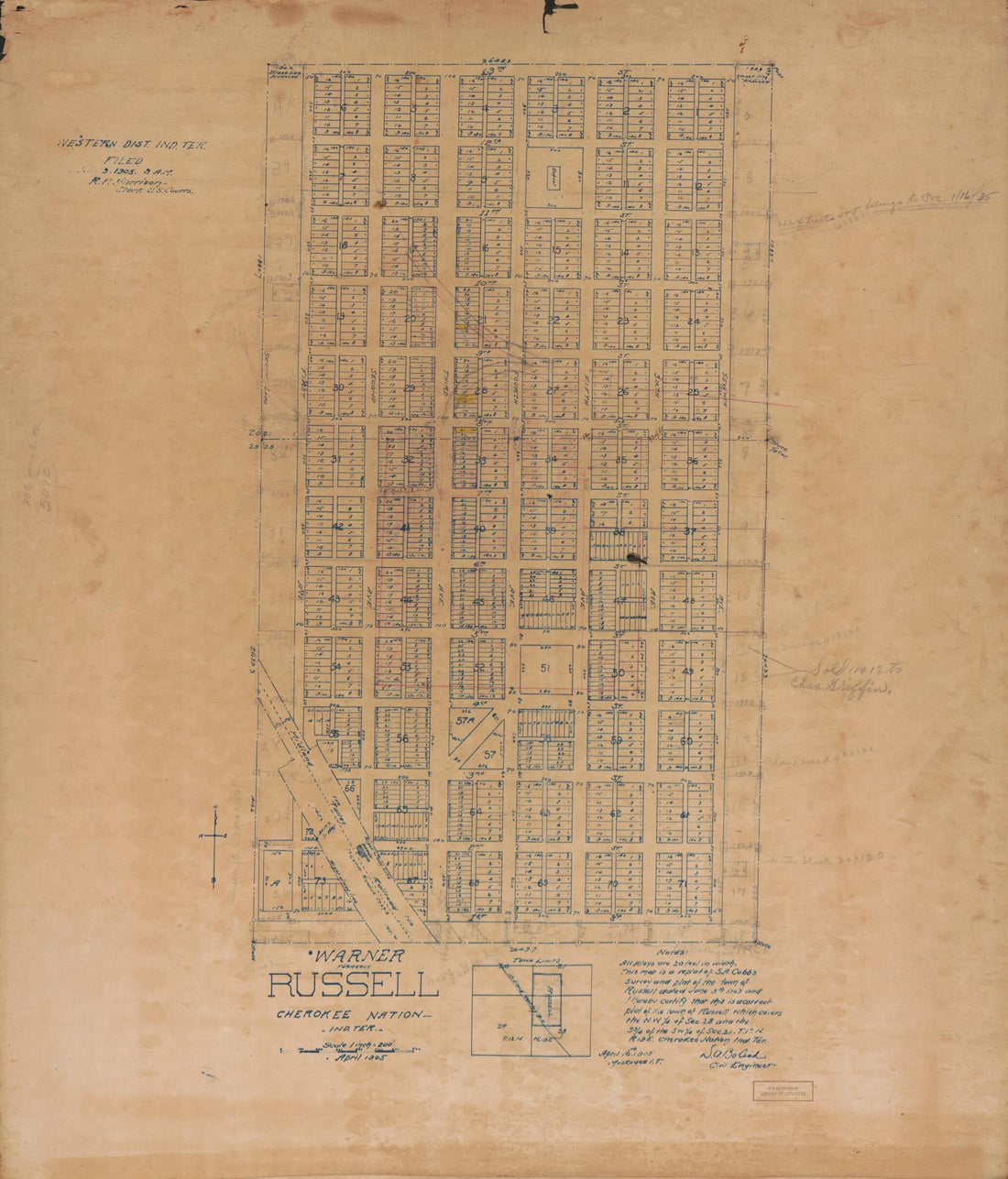 This old map of Ind. Terr from 1905 was created by S. A. Bolich in 1905