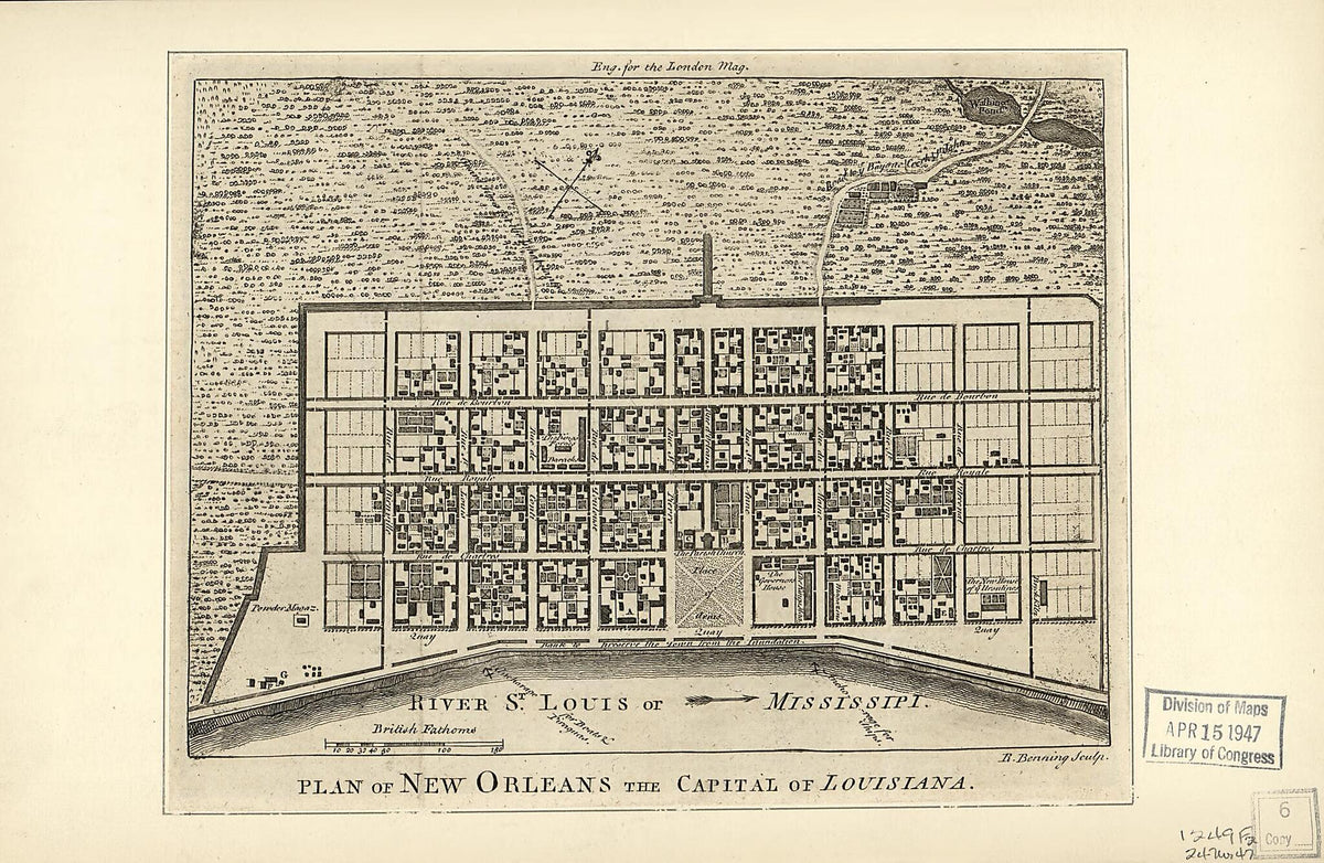 Plan of New Orleans the Capital of Louisiana 1761 by Relic Map Company