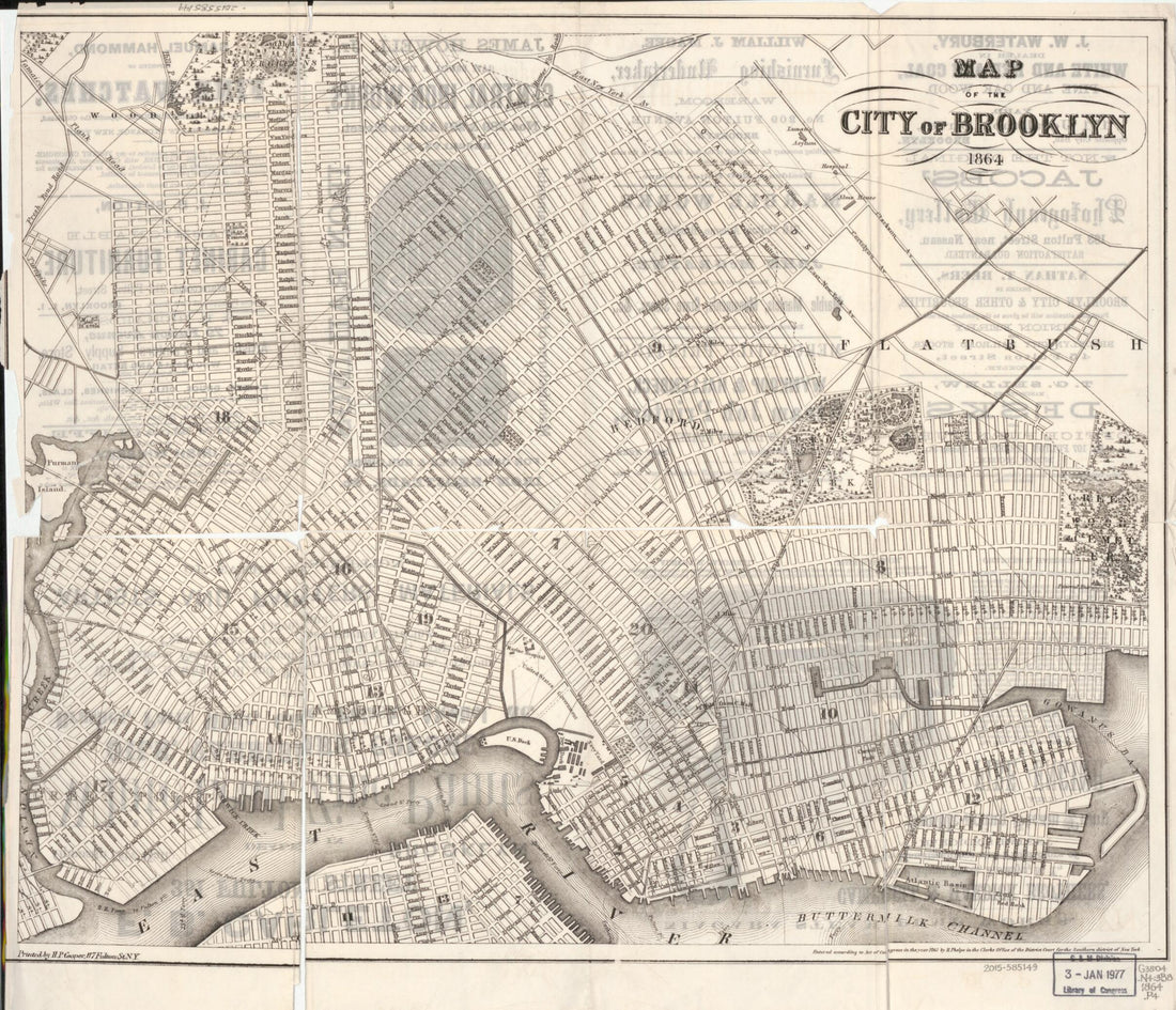 This old map of Map of the City of Brooklyn from 1864 was created by H. P. (Henry Poolly) Cooper, Humphrey Phelps in 1864