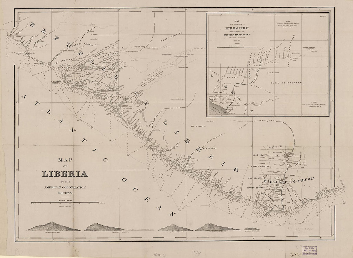 Map of Liberia 1870 by Relic Map Company