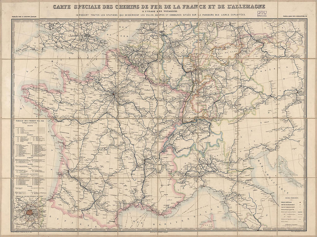 This old map of Carte Speciale Des Chemins De Fer De La France Et De L&