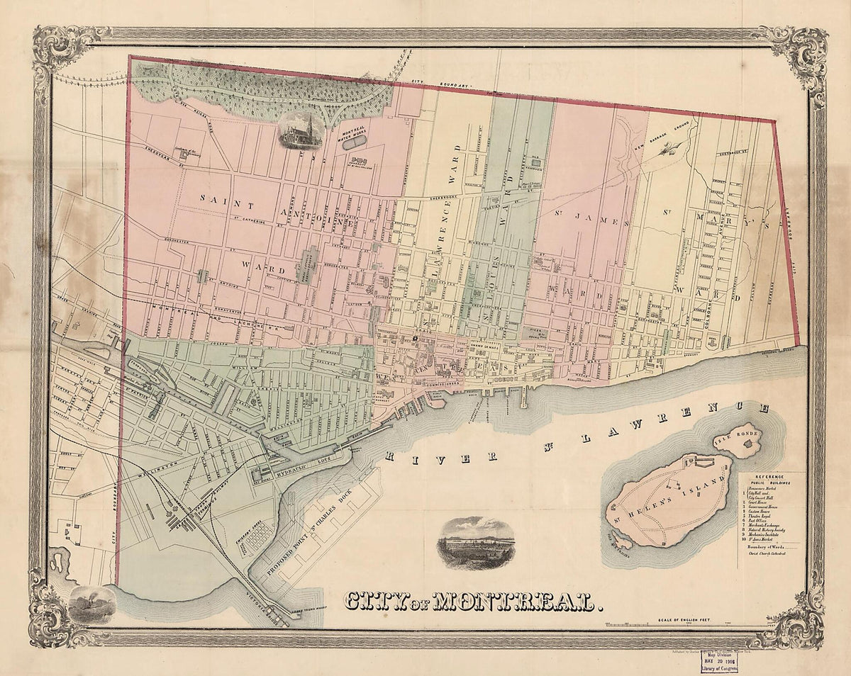 City of Montreal. (Montreal) 1863 by Relic Map Company