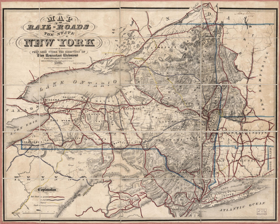 This old map of Roads of the State of New York from 1861 was created by  New York (State). State Engineer and Surveyor, George R. (George Roberts) Perkins, Van Rensselaer Richmond in 1861