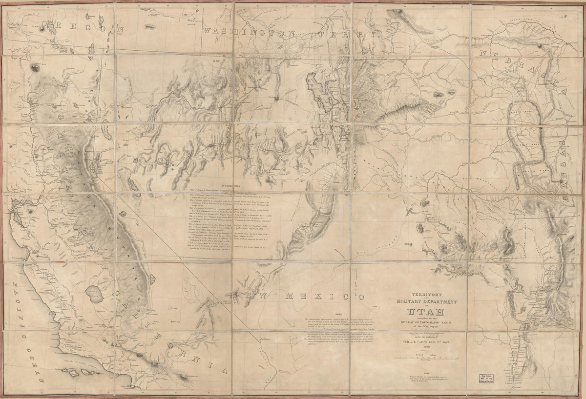 Territory and Military Department of Utah 1860 by Relic Map Company