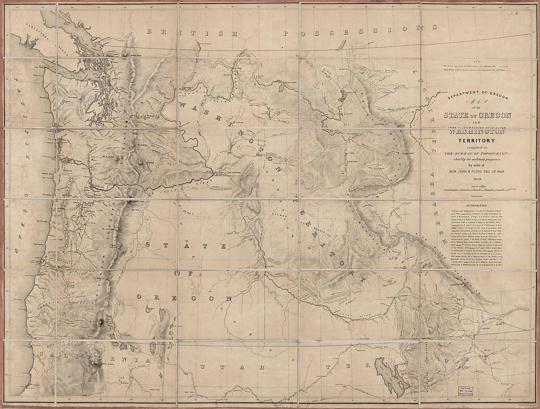 This old map of Map of the State of Oregon and Washington Territory from 1859 was created by John B. (John Buchanan) Floyd in 1859