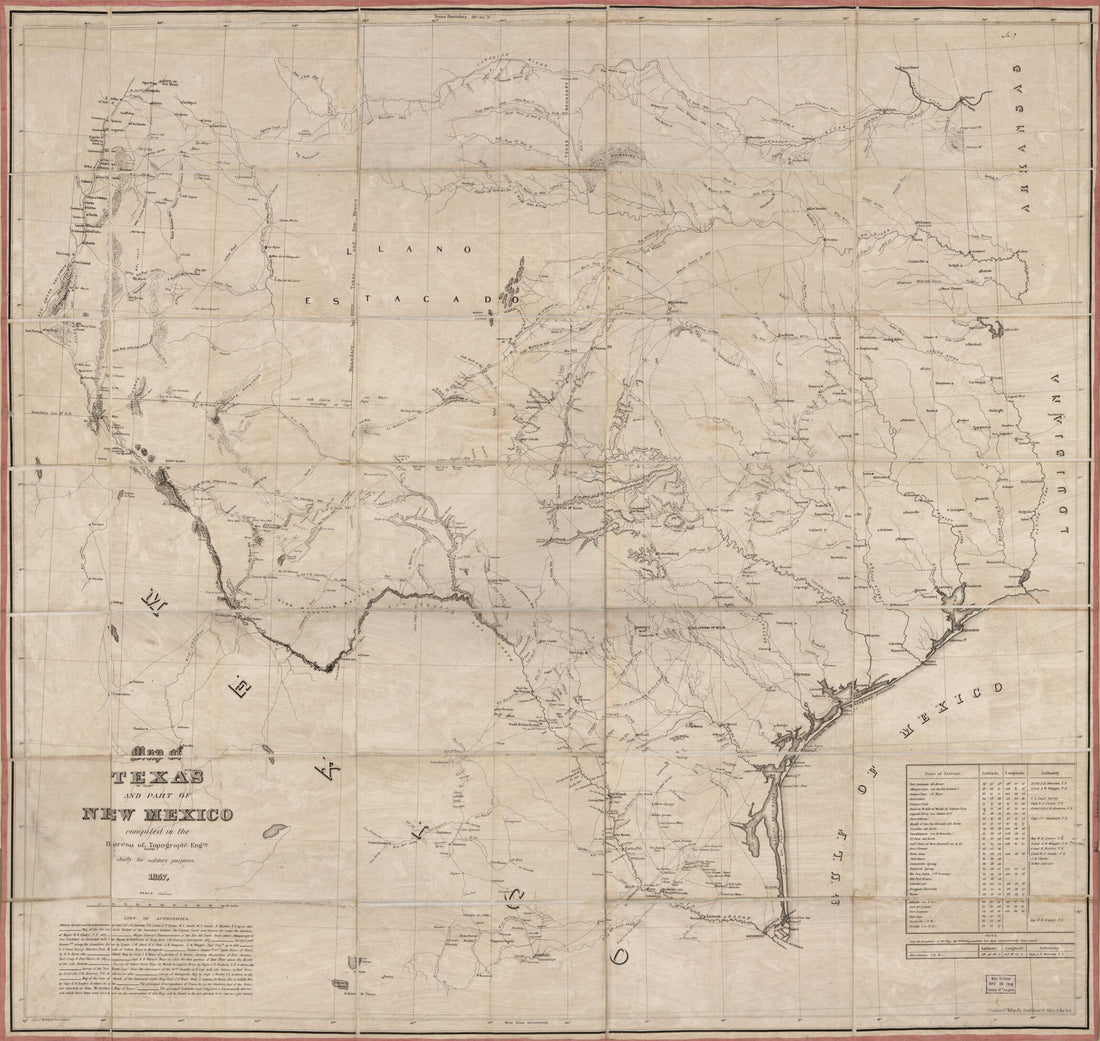 This old map of Map of Texas and Part of New Mexico from 1857 was created by  Ritchie &amp; Dunnavant,  United States. Army. Corps of Topographical Engineers in 1857
