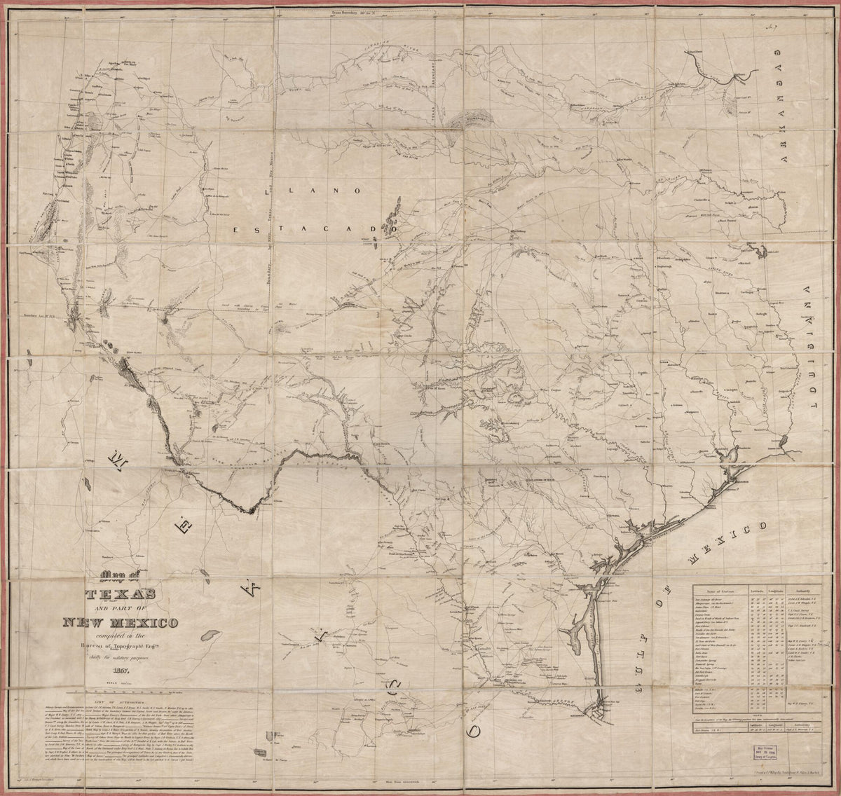 Map of Texas and Part of New Mexico 1857 by Relic Map Company