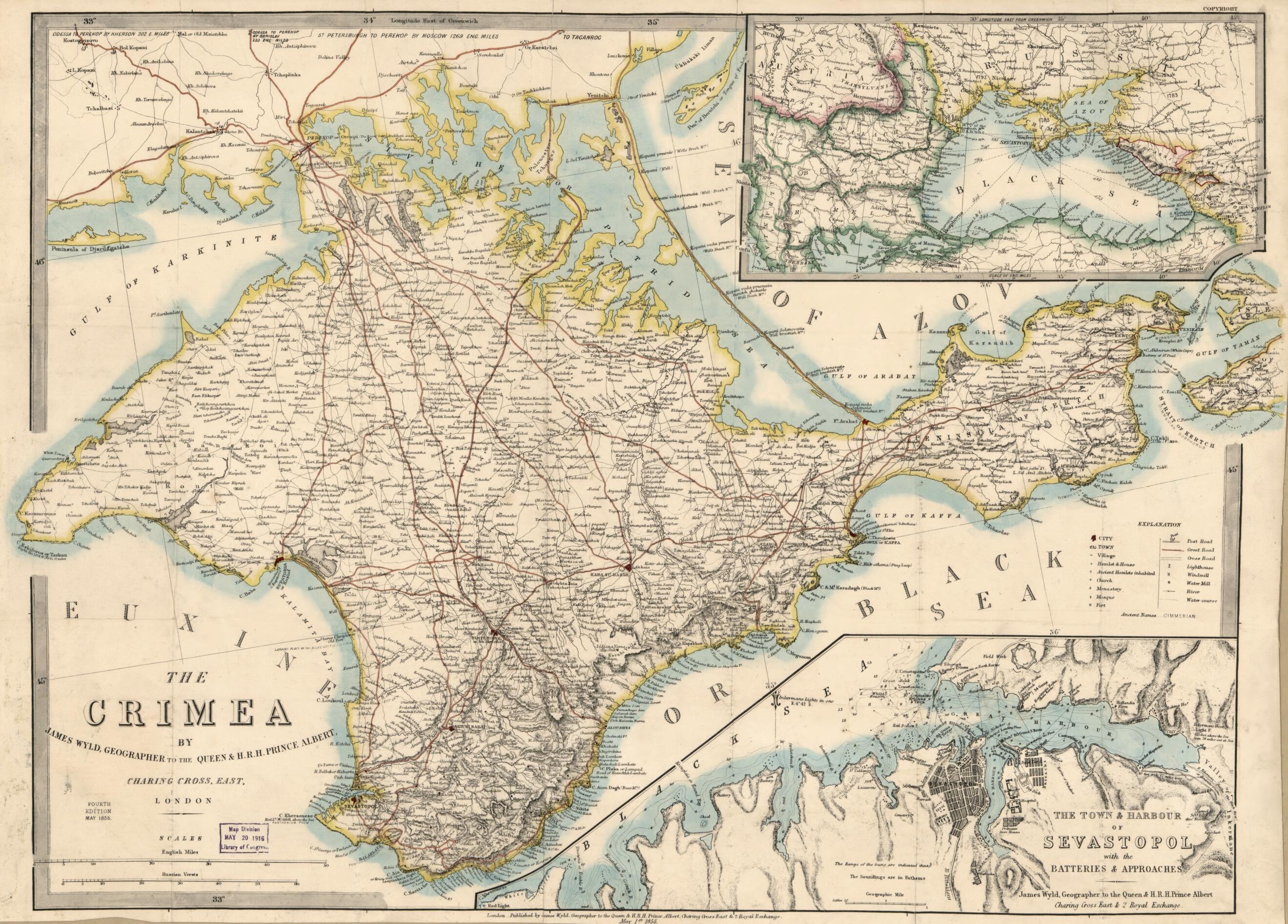 This old map of The Crimea from 1855 was created by Millard Fillmore, James Wyld in 1855