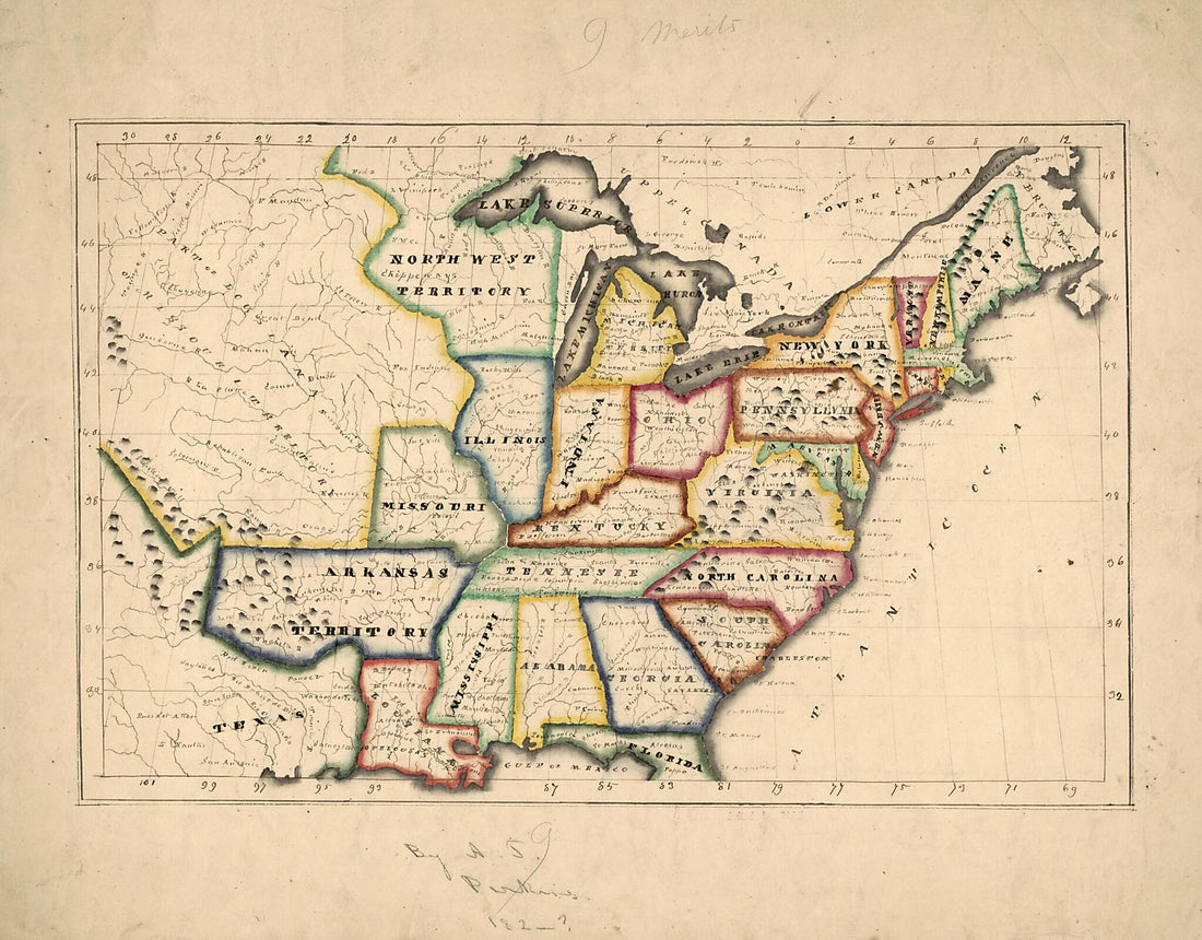 This old map of Map of the United States from 1819 was created by A. T. Perkins in 1819