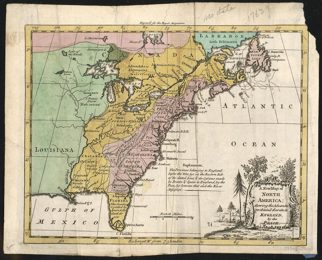 This old map of A New Map of North America, Shewing the Advantages Obtain&
