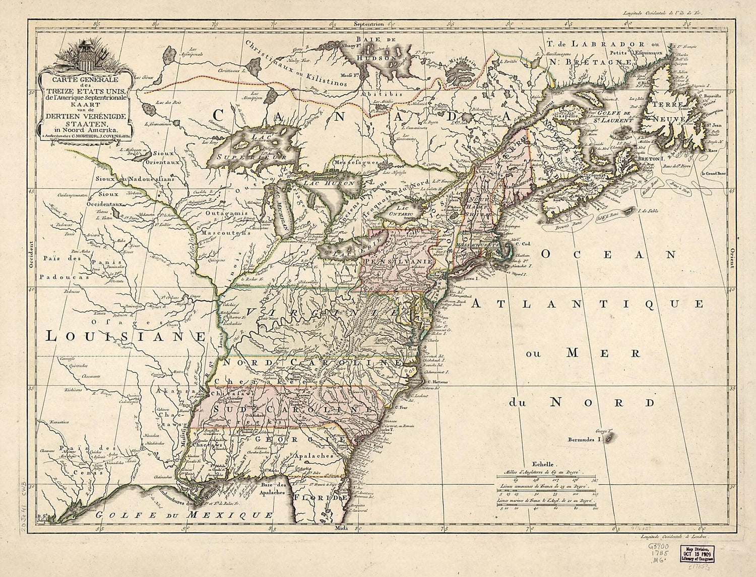 This old map of Carte Generale Des Treize Etats Unis De L&