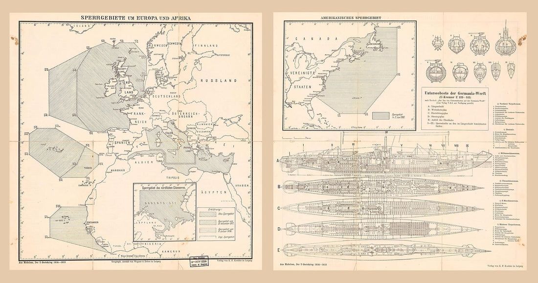 This old map of Sperrgebiete Um Europa Und Afrika from 1925 was created by  Wagner & Debes in 1925