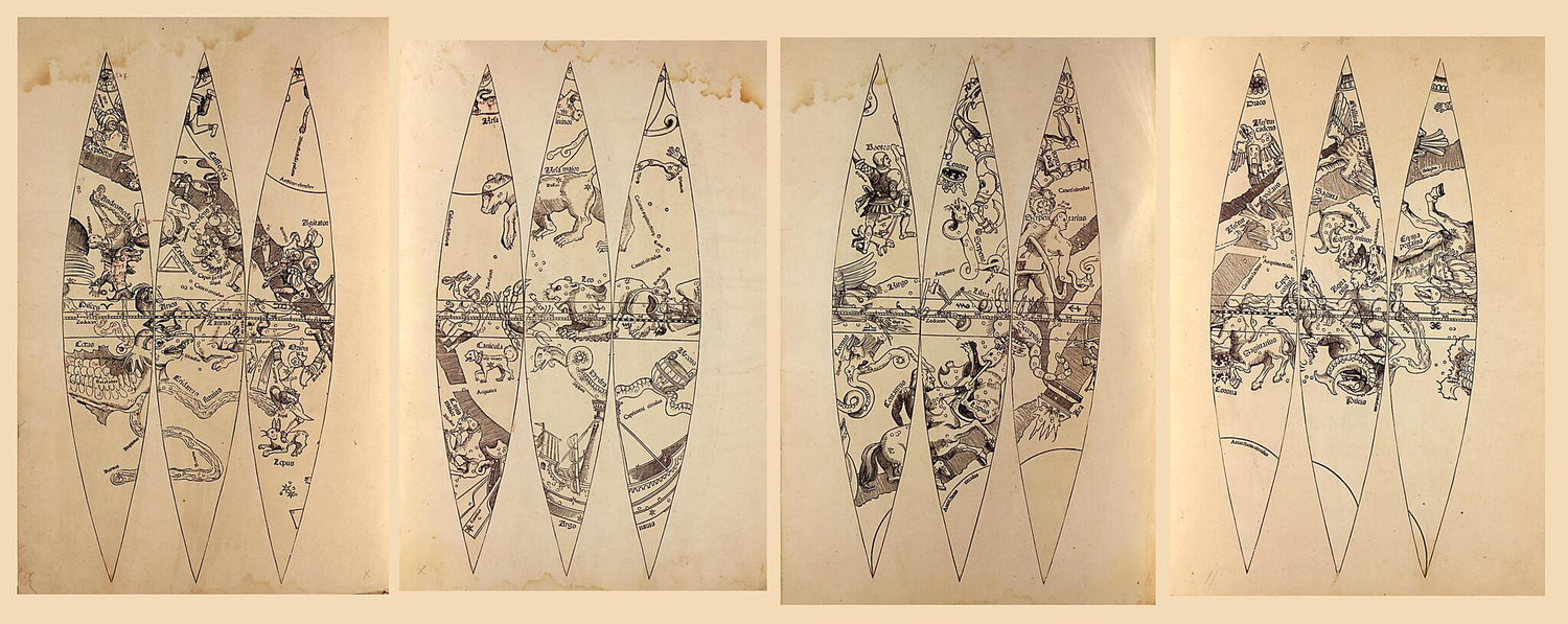 This old map of Celestial Globe Gores from 1517 was created by  Jay I. Kislak Collection (Library of Congress), Johann Schöner in 1517