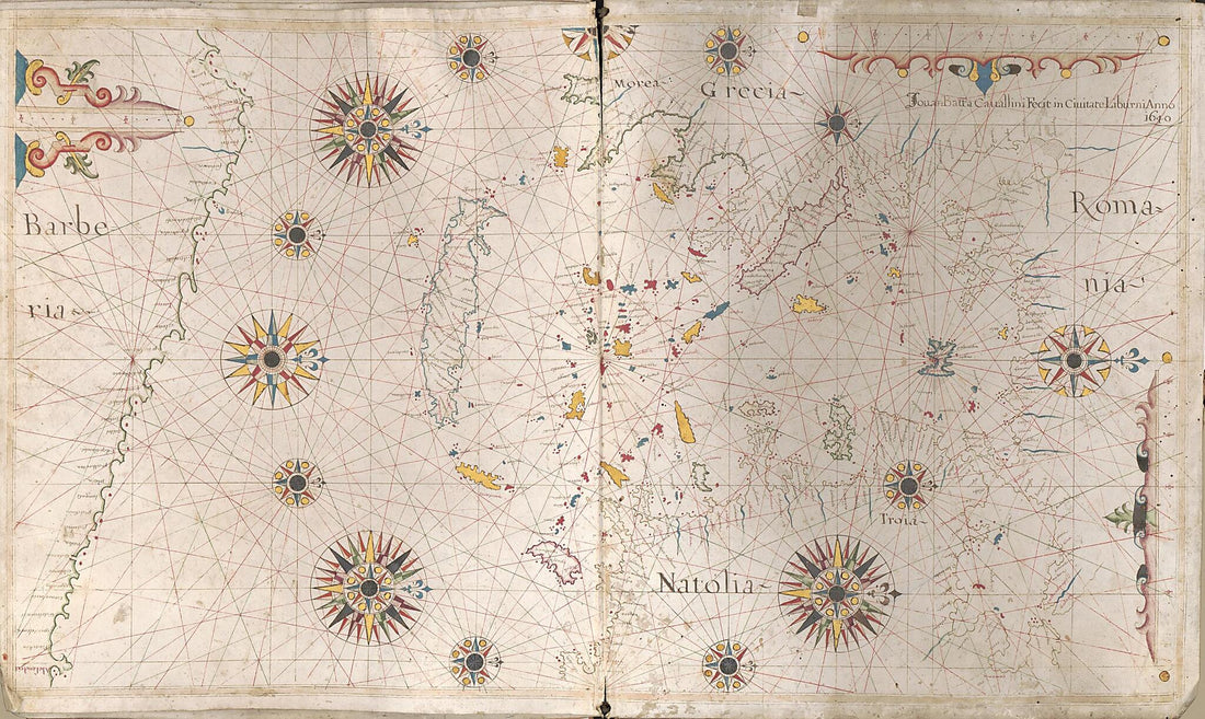 This old map of Portolan Chart of the Mediterranean Sea and Western Part of the Black Sea ; Portolan Chart of the Aegean Sea and Part of the Mediterranean Sea Including Crete (Portolan Chart of the Aegean Sea and Part of the Mediterranean Sea Including C