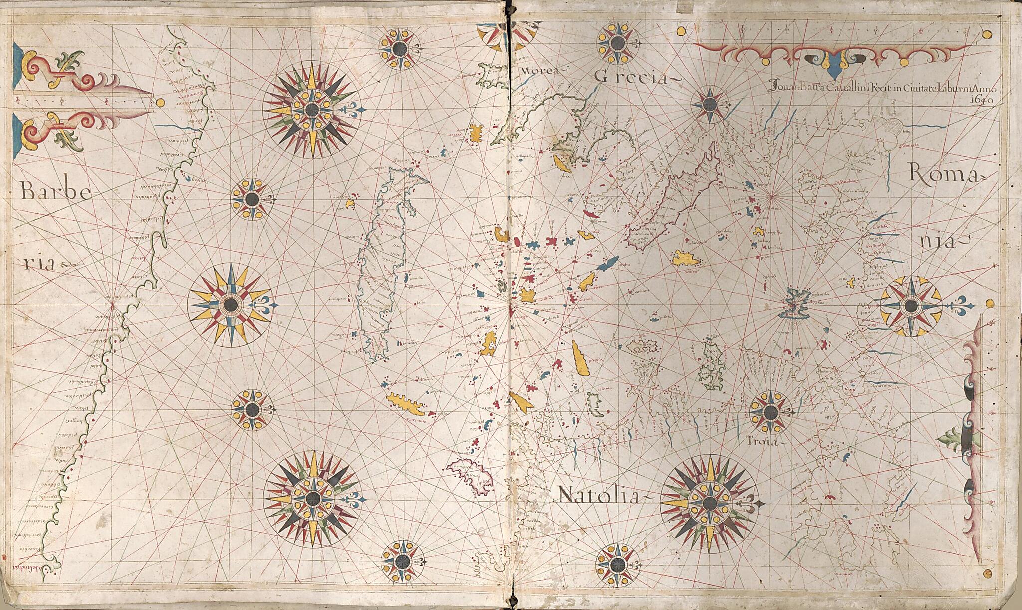 This old map of Portolan Chart of the Mediterranean Sea and Western Part of the Black Sea ; Portolan Chart of the Aegean Sea and Part of the Mediterranean Sea Including Crete (Portolan Chart of the Aegean Sea and Part of the Mediterranean Sea Including C