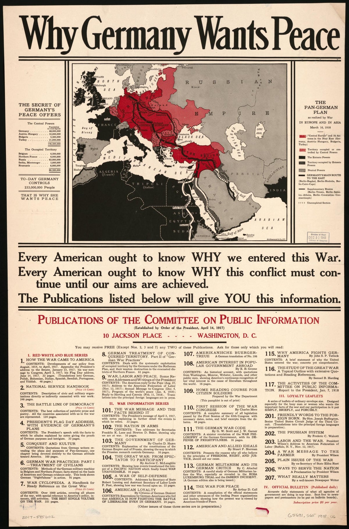 Why Germany Wants Peace 1918 by Relic Map Company