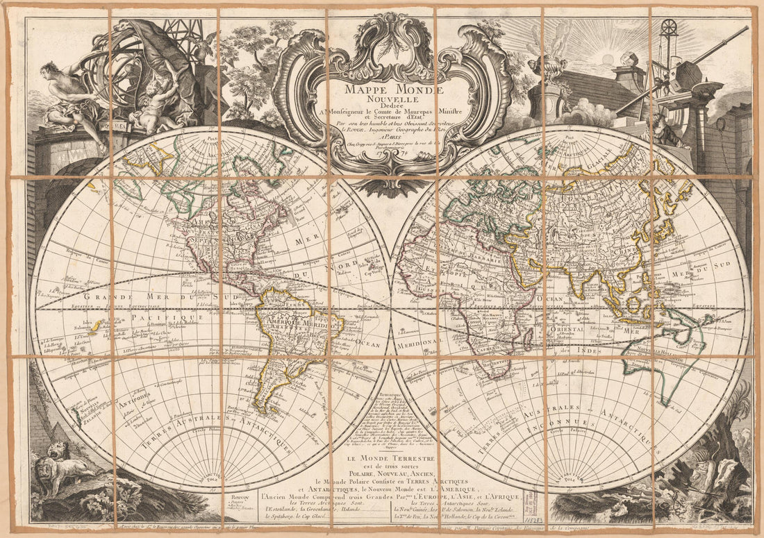 This old map of Mappe Monde Nouvelle from 1774 was created by  Louis in 1774