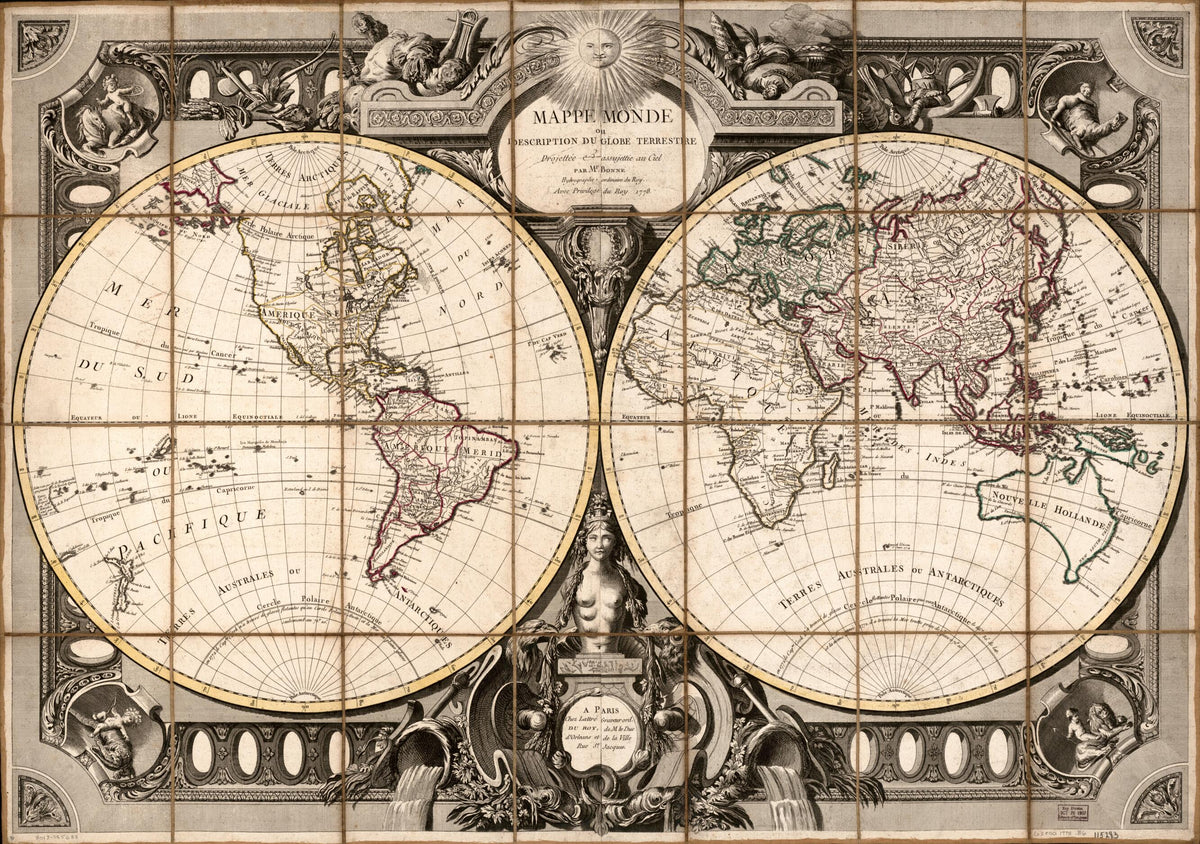 Mappe Monde, Ou Description Du Globe Terrestre : Drojettée E Assujettie Au Ciel 1778 by Relic Map Company