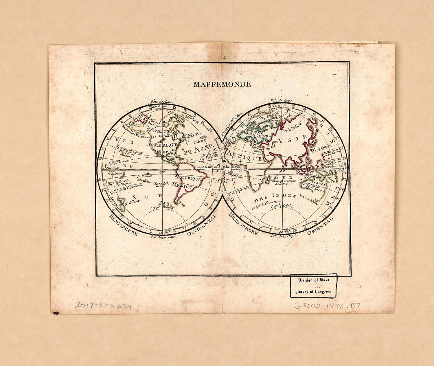 This old map of Mappemonde from 1778 was created by  Gérard, Louis Brion De La Tour in 1778