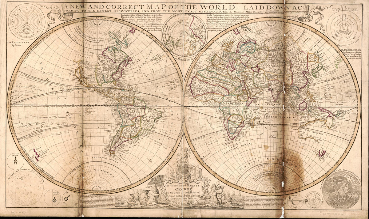 A New and Correct Map of the World Laid Down According to the Newest Discoveries and From the Most Exact Observations, a New and Correct Map of the World Laid Down According to the Newest Discoveries and From the Most Exact Observations in 1736 by Relic Map Company